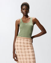 Tanktop mit goldener Applikation Love Birds - Grün | Pinko
