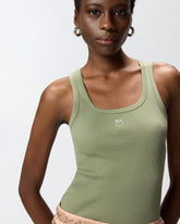 Tanktop mit goldener Applikation Love Birds - Grün | Pinko
