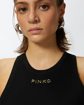 Geripptes Top mit Logo - | Pinko