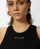 Ribbed top with logo - | Pinko