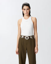 Ribbed camisole top with logo - | Pinko
