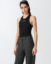 Ribbed camisole top with logo - | Pinko