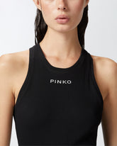 Ribbed camisole top with logo - | Pinko