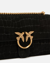 Love Bag One medium crossbody bag in crocodile-print leather - Black | Pinko