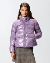 Padded crystal nylon pea coat - | Pinko