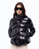 Padded crystal nylon pea coat - Black | Pinko