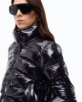 Padded crystal nylon pea coat - Black | Pinko