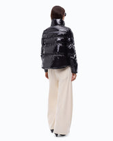Padded crystal nylon pea coat - Black | Pinko