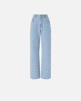 Wide-leg jeans with diamond and rhinestone motif - | Pinko