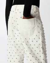 Wide-Leg-Jeans mit Rautenmuster und Strass - | Pinko