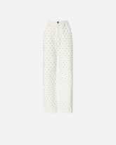 Wide-Leg-Jeans mit Rautenmuster und Strass - | Pinko