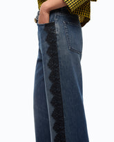 Wide-Leg-Jeans mit Spitzenband - | Pinko