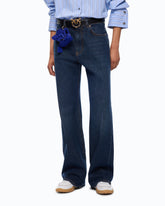 Wide-leg jeans with pressed creases - | Pinko