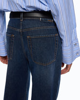 Wide-leg jeans with pressed creases - | Pinko
