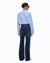 Wide-leg jeans with pressed creases - Dark Blue | Pinko
