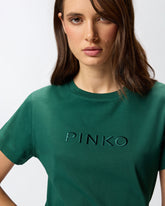 T-shirt with PINKO logo embroidery - | Pinko