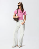 T-shirt with PINKO logo embroidery - Pink | Pinko