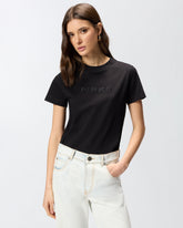 T-shirt with PINKO logo embroidery - | Pinko