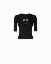 Halbarmpullover mit Logo aus Wolle - | Pinko