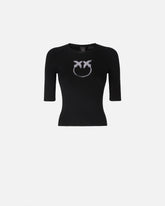 Halbarmpullover mit Logo aus Wolle - | Pinko