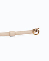 Thin belt with Love Birds buckle, 1cm - Beige | Pinko