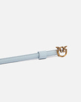 Thin belt with Love Birds buckle, 1cm - Light Blue | Pinko