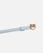 Thin belt with Love Birds buckle, 1cm - Light Blue | Pinko