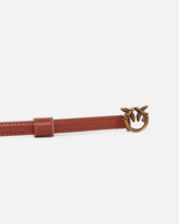 Thin belt with Love Birds buckle, 1cm - Light Brown | Pinko