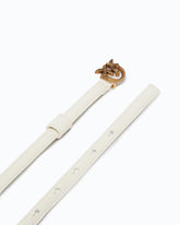 Thin belt with Love Birds buckle, 1cm - White | Pinko