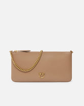 Horizontal Flat Bag in leather - Beige | Pinko