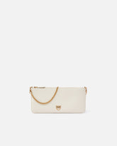 Horizontal Flat Bag in leather - White | Pinko