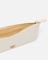 Horizontal Flat Bag in leather - White | Pinko