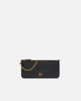 Horizontal Flat Bag in leather - Black | Pinko