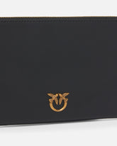 Horizontal Flat Bag in leather - Black | Pinko