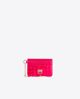 PINKO Galleria card holder in shiny coloured croc-print leather - | Pinko