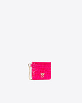 PINKO Galleria card holder in shiny coloured croc-print leather - | Pinko