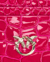 PINKO Galleria card holder in shiny coloured croc-print leather - | Pinko