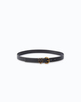Tumbled leather belt with Love Birds detail, 2.5 cm - | Pinko