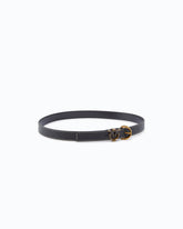 Tumbled leather belt with Love Birds detail, 2.5 cm - | Pinko