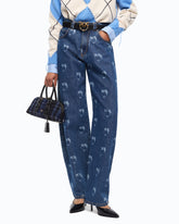 Jeans with all-over Love Birds logo - Blue | Pinko