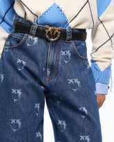 Jeans with all-over Love Birds logo - Blue | Pinko