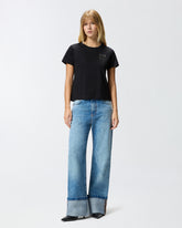 T-Shirt mit Logo-Stickerei Love Birds mit Kristallen - | Pinko