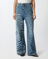 Wide-leg zebra-print jeans - | Pinko