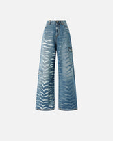 Wide-leg zebra-print jeans - | Pinko