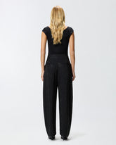 Wide-leg trousers with rhinestones - | Pinko