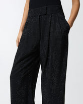Wide-leg trousers with rhinestones - | Pinko