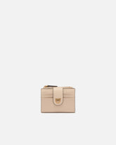 Small smooth leather wallet with logo - Beige | Pinko