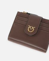 Small smooth leather wallet with logo - | Pinko
