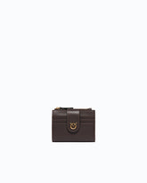 Small smooth leather wallet with logo - Brown | Pinko