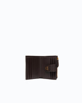 Small smooth leather wallet with logo - Brown | Pinko